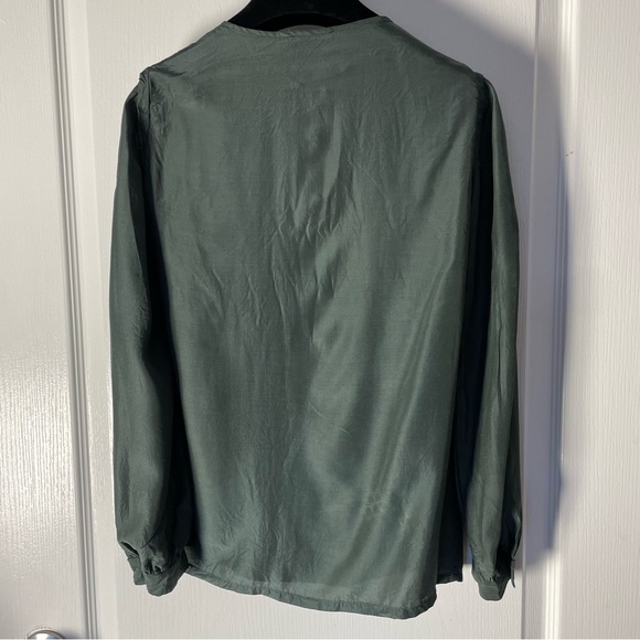 A.P.C. Army Green Silk Blouse - Picture 14 of 14